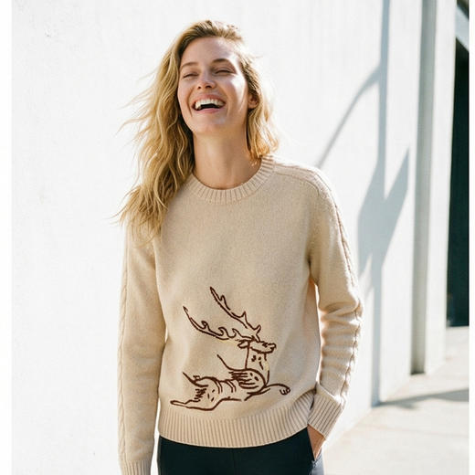 KINGDEER/KD时尚秋冬宽松毛衣复古针织羊绒衫L805970轻运动/花朵/休闲款鹿王 红色 商品图11