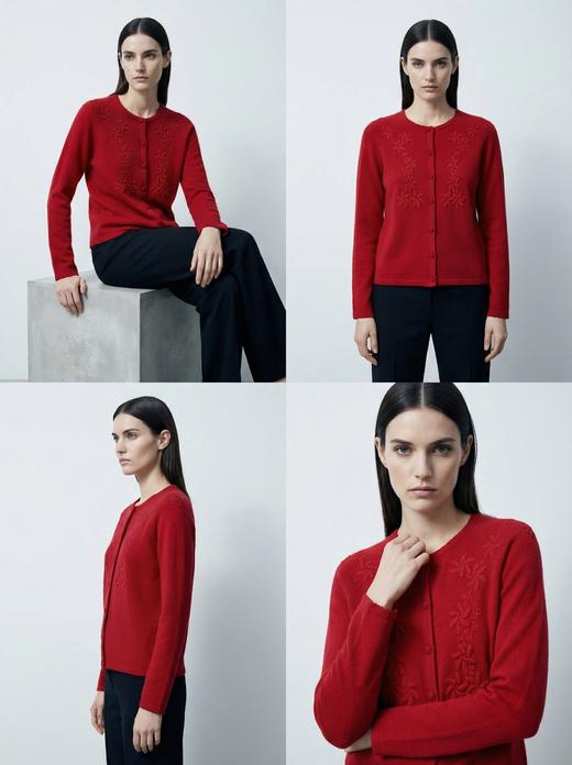 【咕咕同款】KINGDEER/KD秋冬新款女式长袖羊绒衫L805650经典基本款/气质款鹿王 红色 商品图11