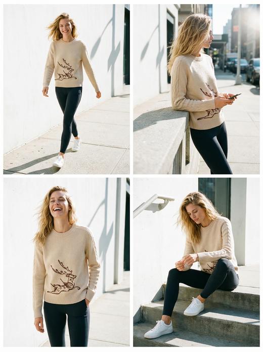 KINGDEER/KD时尚秋冬宽松毛衣复古针织羊绒衫L805970轻运动/花朵/休闲款鹿王 红色 商品图3