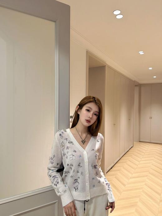 【非质量问题不退】PP06-迪奥 2025早春系列花卉刺绣幻彩纱V领针织开衫(SSJ*PP) 商品图0