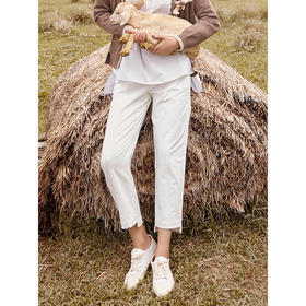 Famecoco范可儿纯棉休闲裤女宽松百搭直筒长裤F205GA026