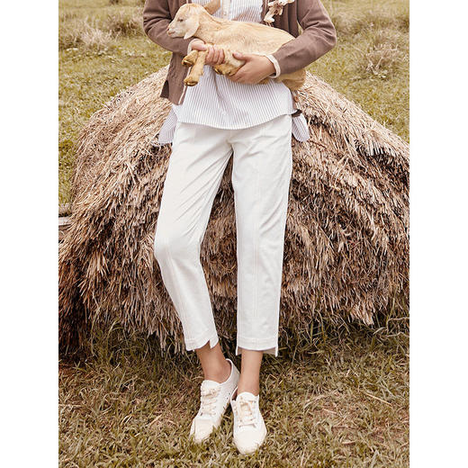 Famecoco范可儿纯棉休闲裤女宽松百搭直筒长裤F205GA026 商品图0