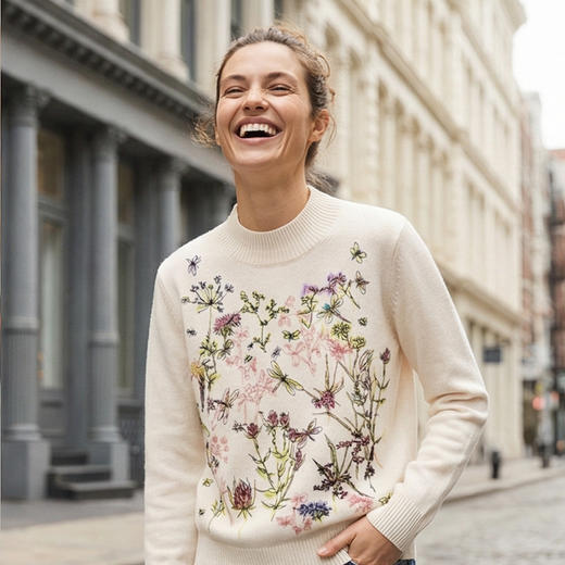 KINGDEER/KD秋冬新款女式长袖羊绒衫L805811轻运动/花朵/休闲款鹿王 商品图12