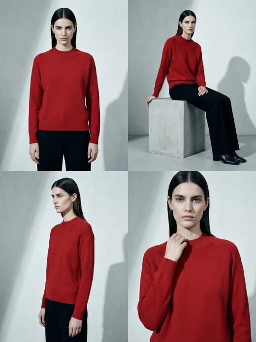 KINGDEER/KD秋冬新款女式长袖羊绒衫L805673经典基本款/气质款鹿王 红色 商品图10