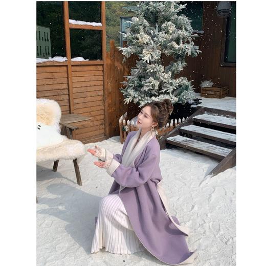 现货【普罗旺斯】秋冬新高级气质双拼色澳毛特调色毛呢大衣 商品图2