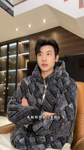 WT324SDSA男士秋冬新款痞帅男装时尚绒毛撞色斜拉链连帽卫衣外套百搭