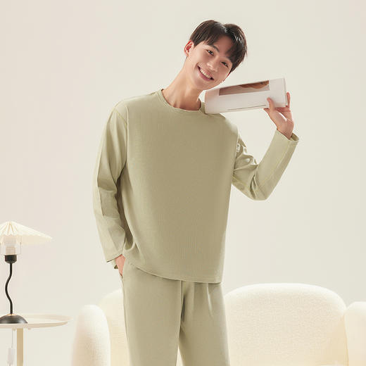 【好看又舒适家居服】茶稚华夫格情侣家居服套装HFG0101 云朵般丝滑软糯新肤一套就够 居家休闲/早晨遛狗/下楼取快递/宿舍生活/睡眠/超市购物 商品图9