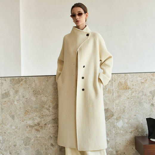 Famecoco范可儿高级大气立领双面尼大衣长款轻盈柔软羊毛外套FAD8AQ115 商品图1