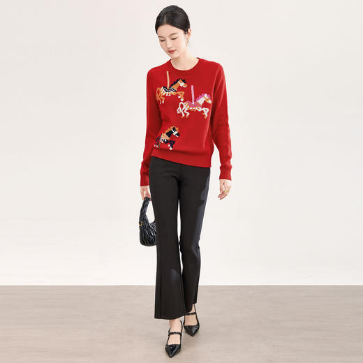 12针密织旋转小马钩花纯羊毛针织毛衣WLZD2601108 商品图3