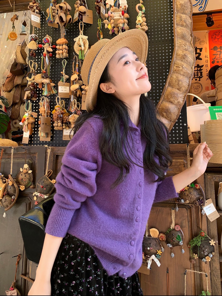 【百图lulu定制】【小汤圆毛衣】可立领 可翻领 长袖 开衫 毛衣外套