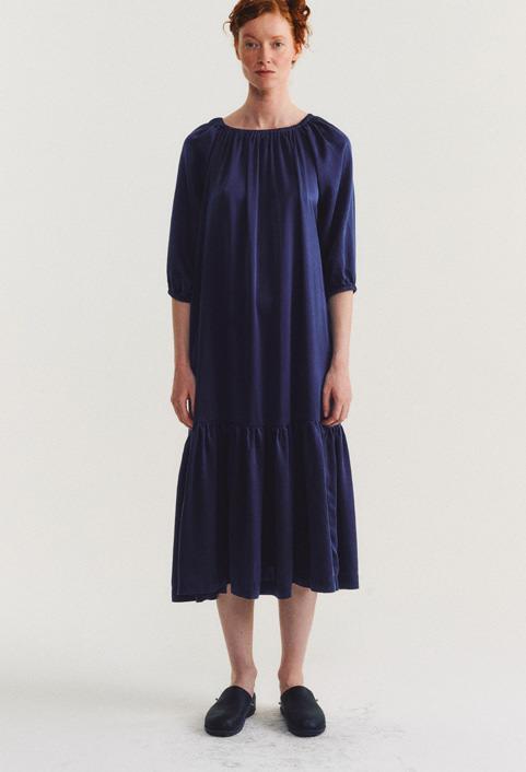 Casey Casey 26SS 宝石蓝真丝缎hiruni垂褶连衣裙 商品图4