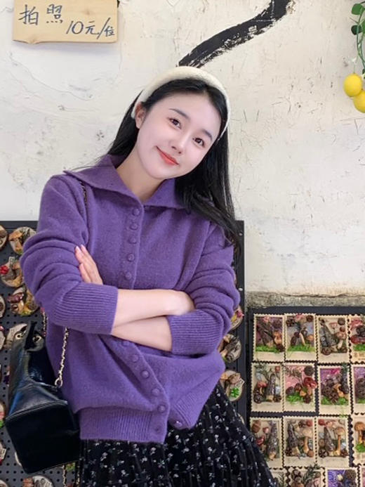 【百图lulu定制】【小汤圆毛衣】可立领 可翻领 长袖 开衫 毛衣外套 商品图1