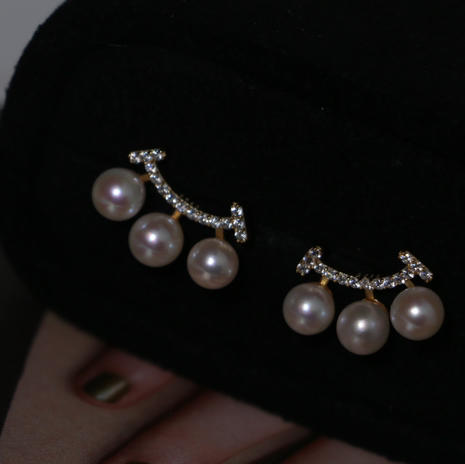 甄珠贝 T家经典微笑风格 Akoya海水珠 耳环 5-6mm 925纯银配件 商品图2