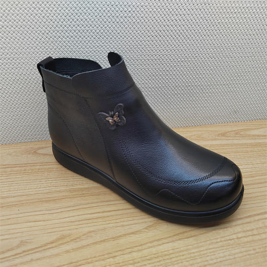 2024豪行冬新款24472972M牛皮低跟休闲加绒女靴棉靴短靴   尺码36.37 商品图0