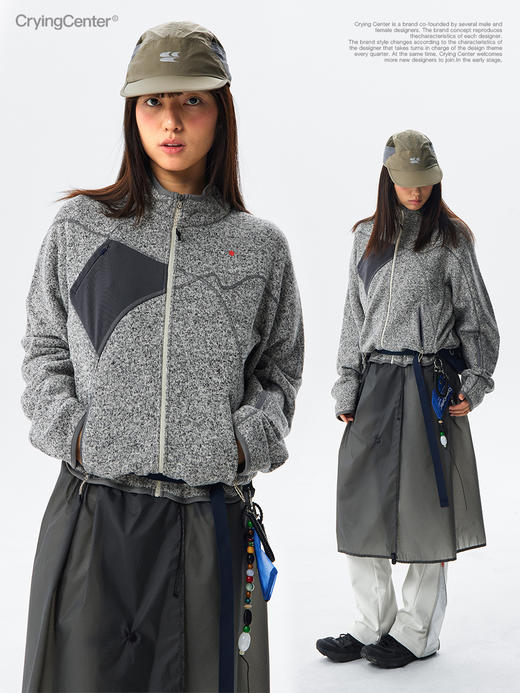 CryingCenter秋冬户外阳离子粗针抓绒分割夹克外套开衫抗起球中性 商品图1