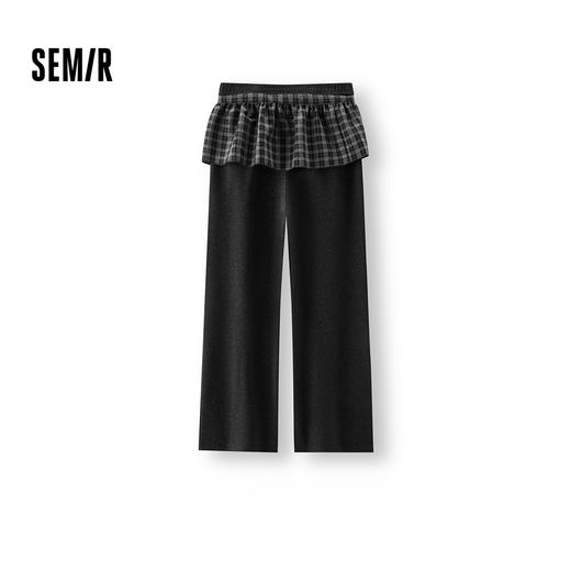 商场同款|森马休闲裤女春季格纹屁帘仿呢2026新款甜美叠穿阔腿裤 商品图1
