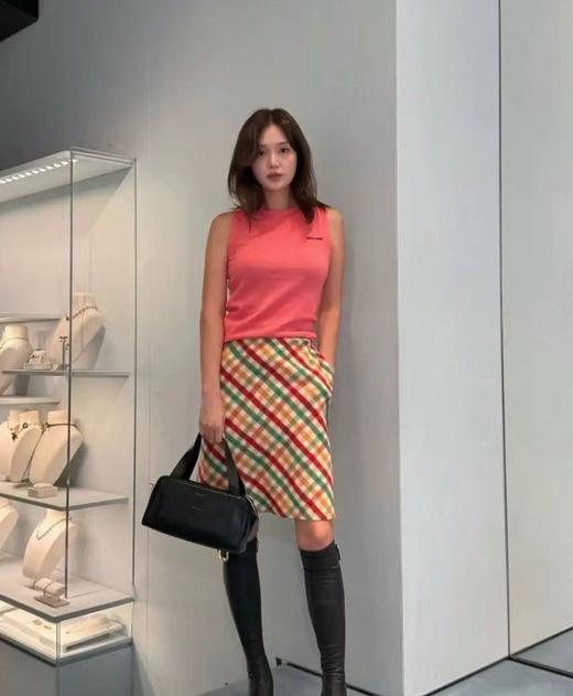 【非质量问题不退】PP12-缪缪 拼色格纹侧拉链铅笔休闲短裙(CC*PP) 商品图1