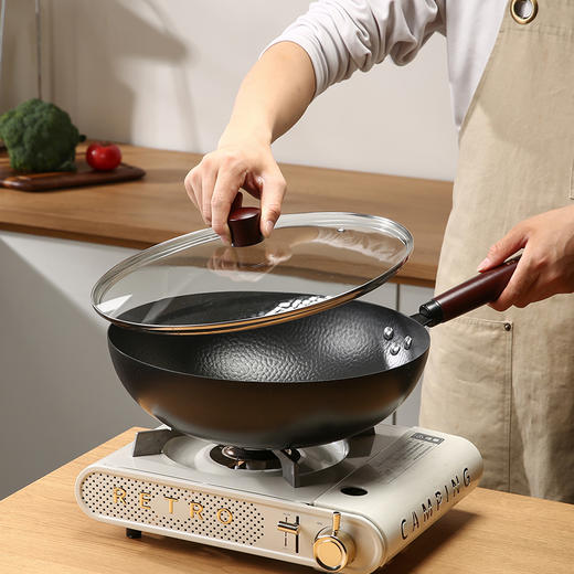 中华精铁炒锅+汤锅+平底锅+2个锅盖到手五件套！传统压纹锻打 0涂层 不粘不锈 清洗超方便 商品图4