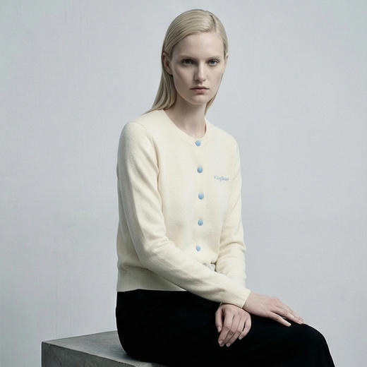 KINGDEER/KD秋冬新款百搭休闲宽松圆领羊绒开衫 约260g L805587经典基本款/气质款/100%山羊绒鹿王 商品图7