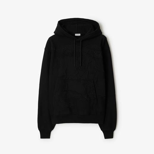 BURBERRY 巴宝莉 男士马术骑士棉混纺连帽卫衣 黑色 8098214 A1189 商品图0