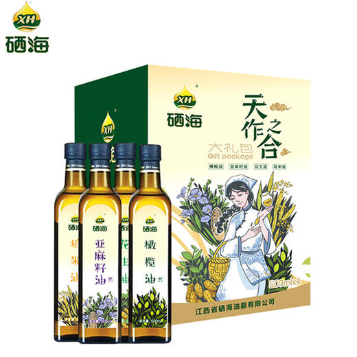 硒海天作之合（礼盒装）500ml*4稻米油花生油亚麻籽油橄榄油 商品图2