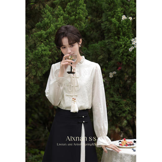 鹿向南「兰亭书信」新中式长袖衬衫女2026春季新款设计感国风上衣 商品图3