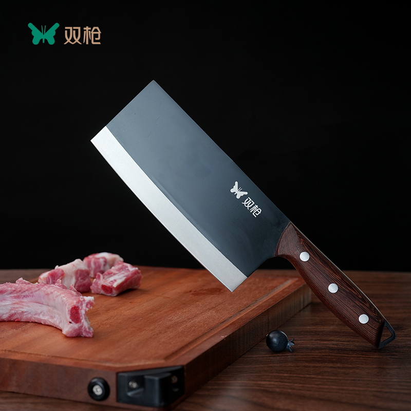 双枪斩切刀 不锈钢30Cr13刀身 40多道工序锻造  抗腐蚀抗磨损 切剁斩刺一刀到位 下厨效率翻倍！