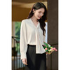 细腻柔光缎面飘带衬衫  经典黑白杏三色 通勤配西装、约会配半裙、开会配西裤皆可！米思阳2026春新款设计感通勤V领飘带领衬衫女5305 商品缩略图11