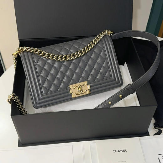 Chanel Leboy 深灰 金扣 中号 斜挎包 商品图0