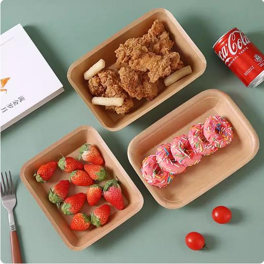 【50个装】 牛皮纸托盘 一次性烧烤餐盘纸托盘 薯条纸盒炸鸡热狗纸盘 商品图1