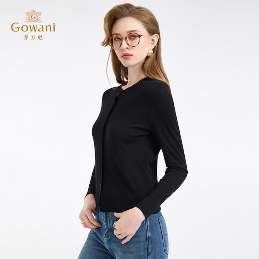 【100%绵羊毛】乔万尼新品冬miu系知识分子风圆领羊毛小开衫ED4M807 商品图7