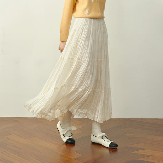 【严选】诗凡黎浪漫碎褶A字半身裙2026春新款轻盈飘逸蛋糕裙氛围感中长裙7H1440311 商品图0