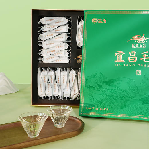 【宜茶甄选】宜昌茶叶 宜昌高山茶叶毛尖礼盒192g(4gx48)有礼袋 商品图4
