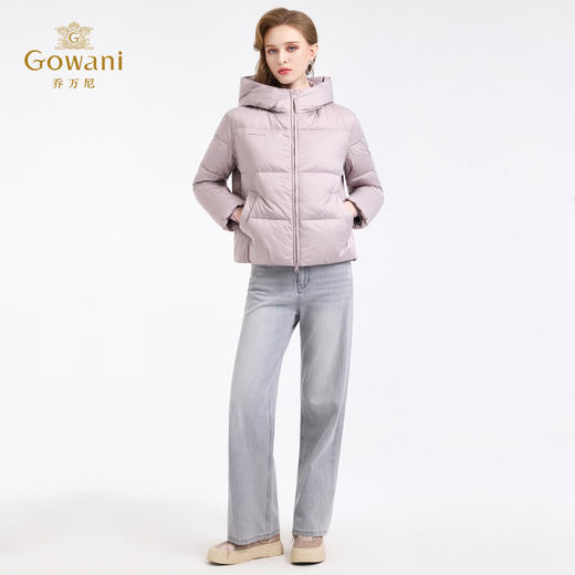 【两色可选】乔万尼新品泡芙感保暖90白鸭绒休闲连帽短款羽绒服ED4T787 商品图5