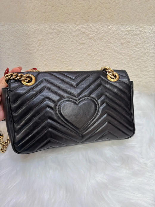 Gucci 双g 马蒙 中号 牛皮 黑金 斜挎包 商品图1