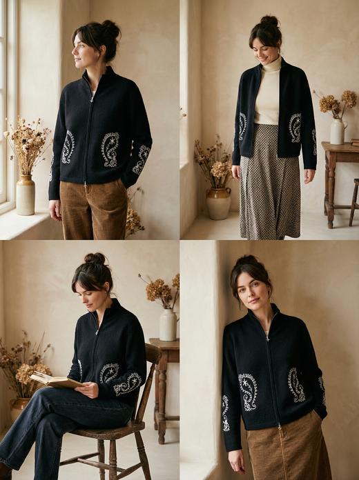 KINGDEER/KD秋冬新款女式长袖羊绒衫L805816复古奶奶风鹿王 商品图1