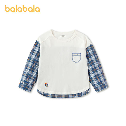 【商场同款】巴拉巴拉童装儿童长袖t恤男童2026新春装拼接假两件 商品图4