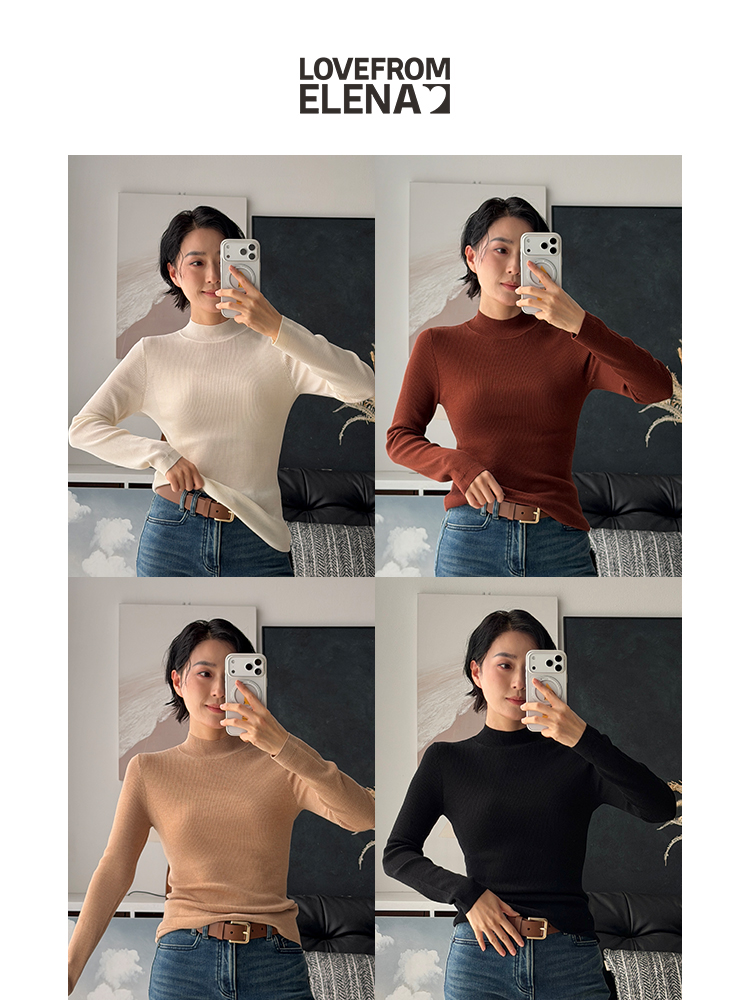 「工厂团购」100%羊毛 气质显瘦半高领打底衫