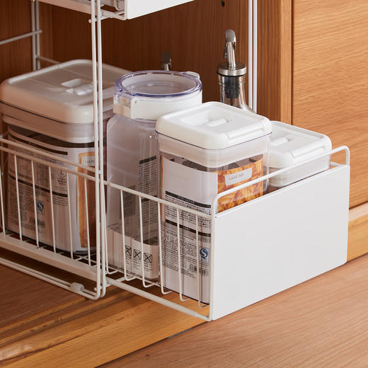 NITORI宜得利家居 抽拉式置物架橱柜内双层铁制架水槽下滑动收纳架 商品图2