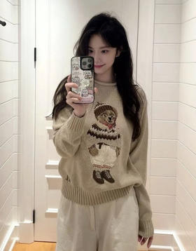 120-1 小马北欧风 棉质小熊 卷边针织毛衣