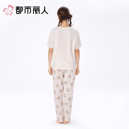 都市丽人睡衣女士睡衣薄家居服32支CVC单面睡衣女士棉质短袖套装短袖七分裤LHC2F5 商品图2