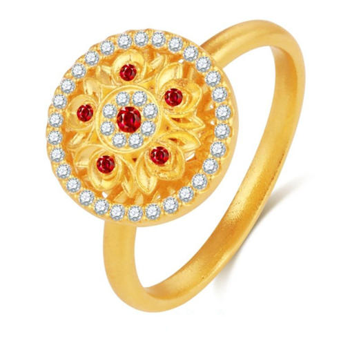 芳华-美人如花-莲花戒指 天然红宝石钻石黄金可调节女戒MEMORA诗普琳LR4537 商品图0