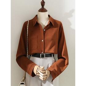 【感磨毛加厚衬衫外套】秋冬季新款 通勤气质显瘦设计感长袖衬衣 