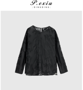 04-1潘依绣丁丁宠粉天丝国风立体刺绣优雅气质长袖衬衫 W-61951