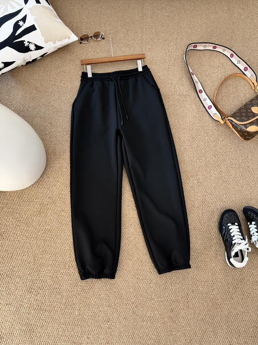 男女同款松紧腰大鹅拼接徽标加绒显瘦卫裤 商品图8