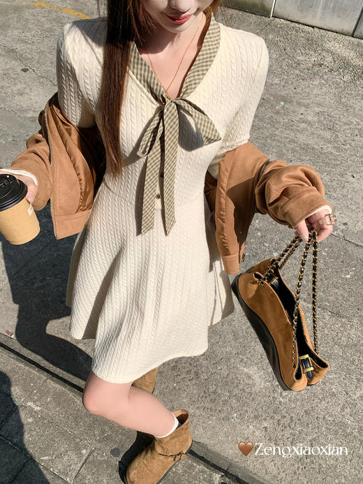 <曾小咸推荐>现货秒杀 ！微信超特价！韩系v领长袖针织连衣裙229.99 日常110 立减 秒杀99.99！！ 商品图11