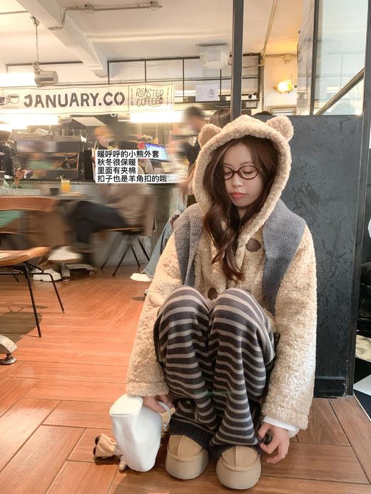 <曾小咸推荐>现货秒杀 ！微信超特价！韩系连帽羊羔绒外套日常320.99 立减190  秒杀139.99！！ 商品图11