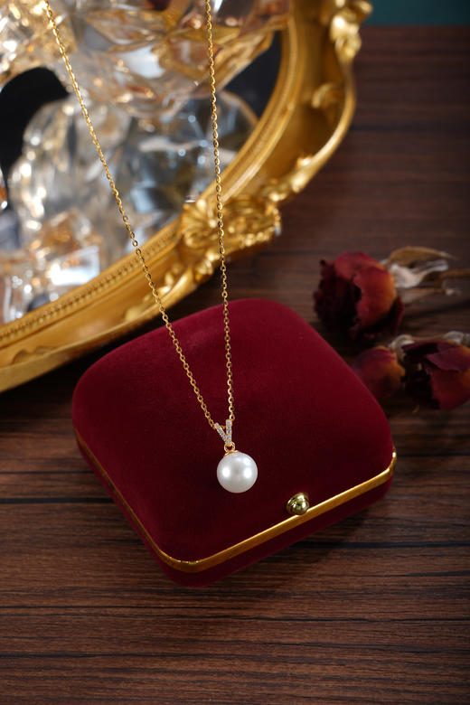 子佩集【月河星野】银S925珍珠惜王妃套链【P3028】9mm珠双色吊球V字2601 商品图3