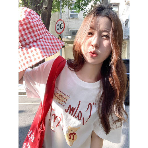 <曾小咸推荐>白色印花短袖t恤黄色半身裙 商品图4