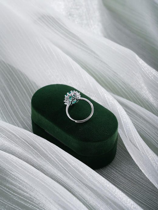 子佩集【锦程焕彩】银S925戒指【PYR6037-XF】培育宝石祖母绿2601 商品图5